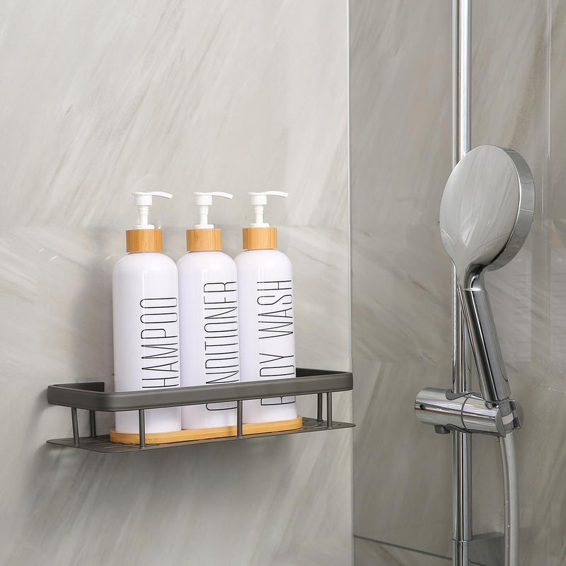 Prus Waso Shampoo and Conditioner Dispenser, Contains Shampoo Conditioner Body Wash Dispenser. Shower Soap Dispenser with Bamboo Pumps & Tray, Perfect for Modern Bathroom Decor. (White) - Image 5